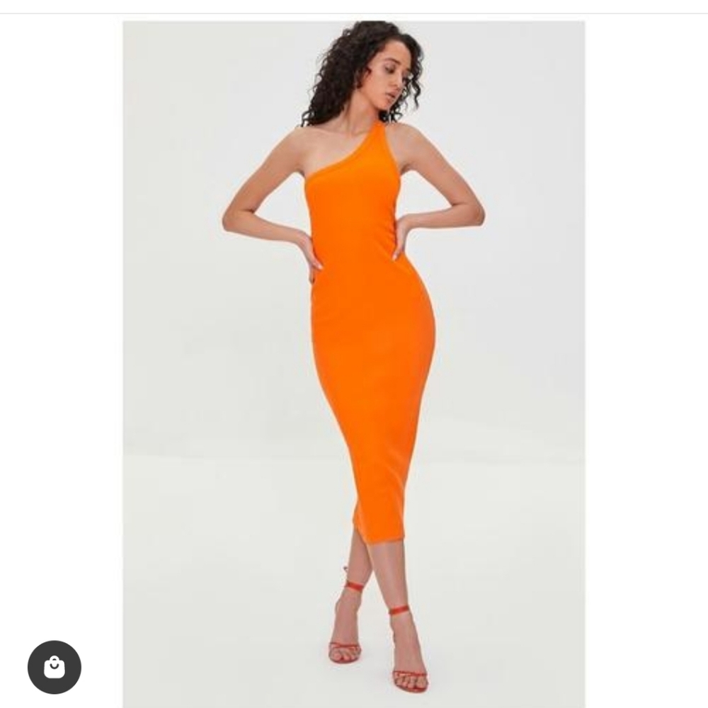 Ribbed Midi One Shoulder Dress